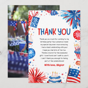 Carte De Remerciements 4 juillet patriotique rouge blanc et bleu Annivers