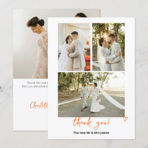 Carte De Remerciements 4 Photographies Mariage personnalisé