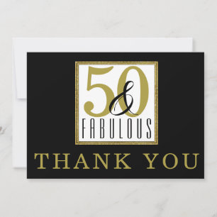 Carte De Remerciements 50 & Fabuleux 50e anniversaire fête Black Gold