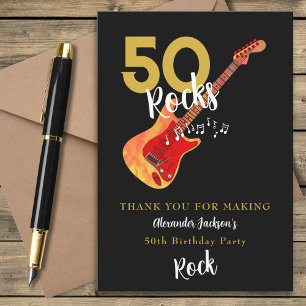 Carte De Remerciements 50 Rocks Fête d'anniversaire des 50 ans Remercieme