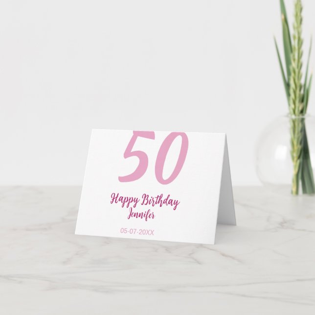Carte De Remerciements 50e anniversaire ajouter nom date année rose rouge (Devant)