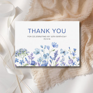 Carte De Remerciements 50e anniversaire Blue Floral