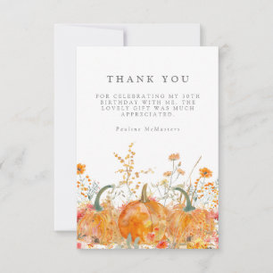 Carte De Remerciements 50e anniversaire Citrouille Fleur sauvage personna