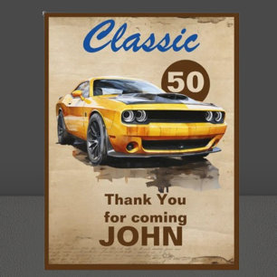 Carte De Remerciements 50e Anniversaire Classic Muscle Car