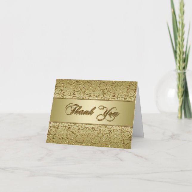 Carte De Remerciements 50e anniversaire de mariage Flourish Golden (Devant)
