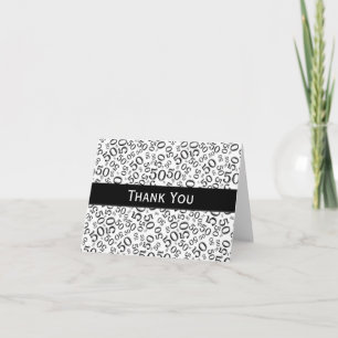 Carte De Remerciements 50ème "Merci !" Motif numérique noir/blanc