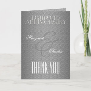 Carte De Remerciements 60e Anniversaire de Diamant Argent Damassé