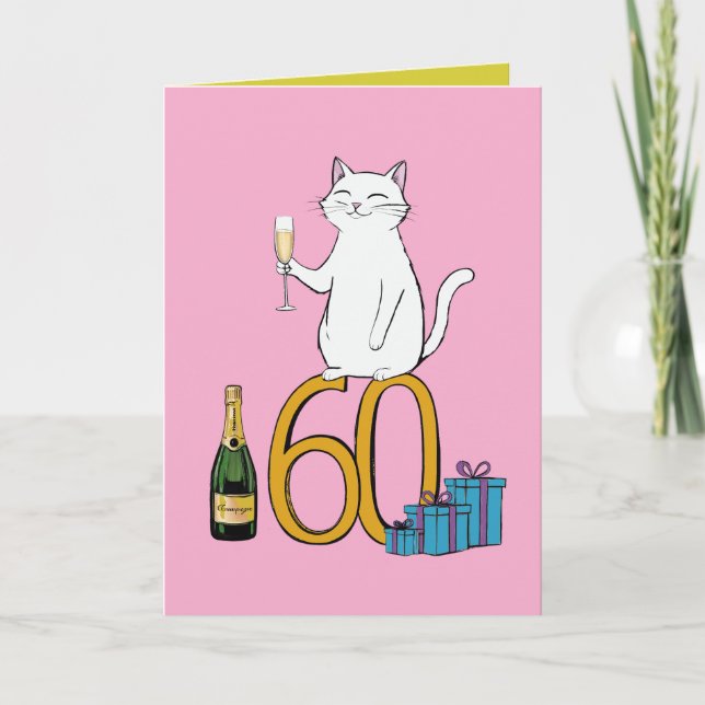 Carte De Remerciements 60e anniversaire fêtes de chat 60 ans soixante (Devant)