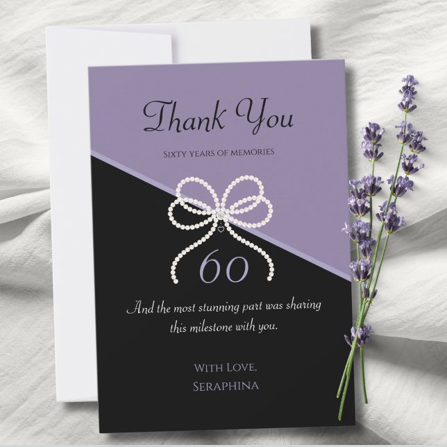 Carte De Remerciements 60e Anniversaire Lavande Noir Simplement Incroyabl (The perfect finishing touch to a stunning celebration. Send your gratitude with these boutique-style)