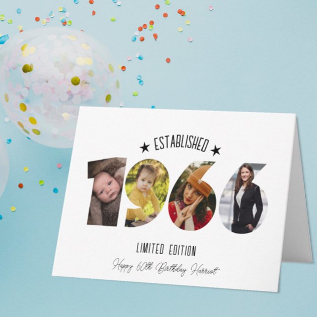 Carte De Remerciements 60th birthday Photo Collage established 1966 (Créateur téléchargé)