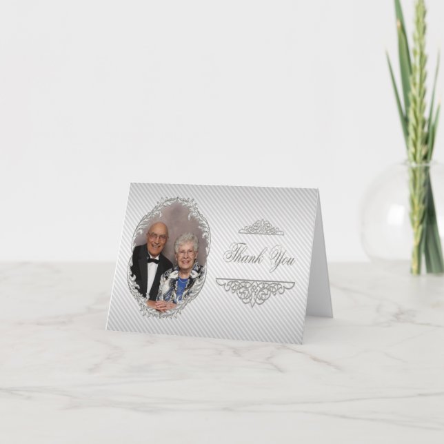 Carte De Remerciements 60th Wedding Anniversary Photo Thank You Note Card (Devant)