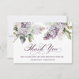 Carte De Remerciements 65e anniversaire Fleur de printemps violette Lilac
