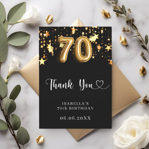 Carte De Remerciements 70e anniversaire étoiles d'or noir