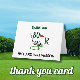 Carte De Remerciements 80e (Toute Année) Anniversaire Golf Monogramme Nom