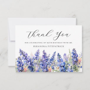 Carte De Remerciements 95e anniversaire bleu juillet Fleur de naissance p