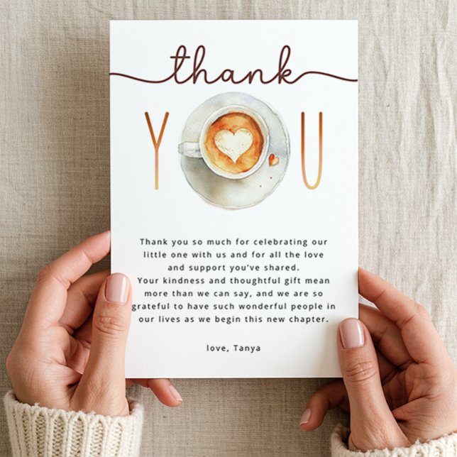 Carte De Remerciements A Baby Is Brewing Coffee Baby Shower  (Thank you card)