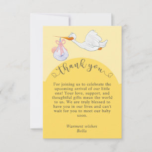 Carte de remerciements à Baby shower jaune