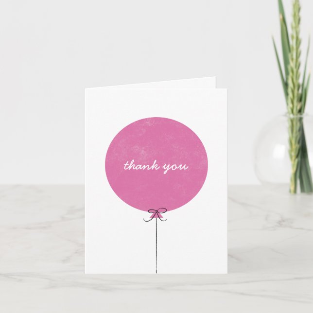 Carte de remerciements à ballon - Fuchsia (Devant)