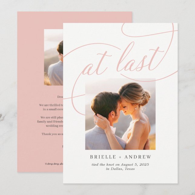 Carte De Remerciements À Dernier Mariage de couleur modifiable (Devant / Derrière)