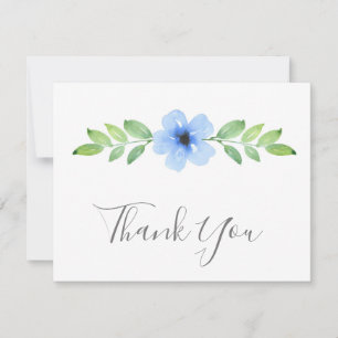 Carte de remerciements à eau bleu floral Swag