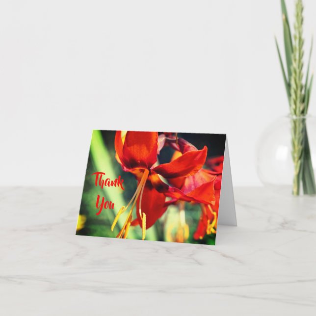 Carte de remerciements à fleurs orange vif (Devant)