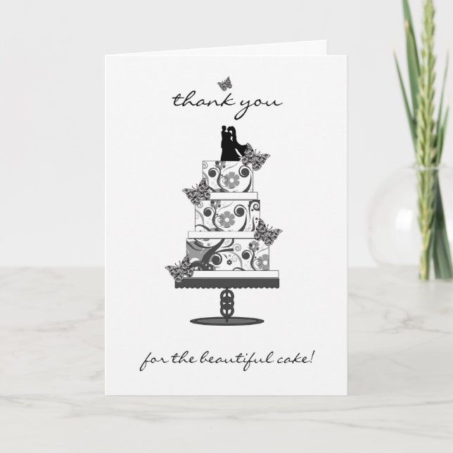 carte de remerciements à gâteau mariage - merci po (Devant)