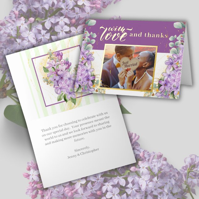 Carte de remerciements à huile Mariage Lilac viole (Créateur téléchargé)