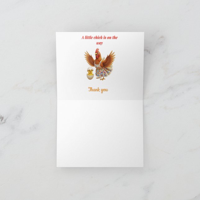 Carte De Remerciements A little chick is on the way  (Intérieur)