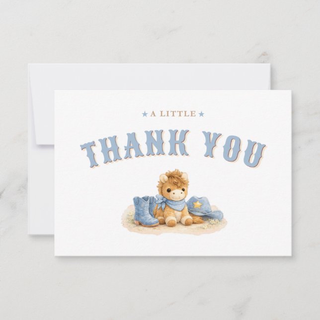 Carte De Remerciements A Little Cowboy Baby Boy Shower Thank You (Devant)