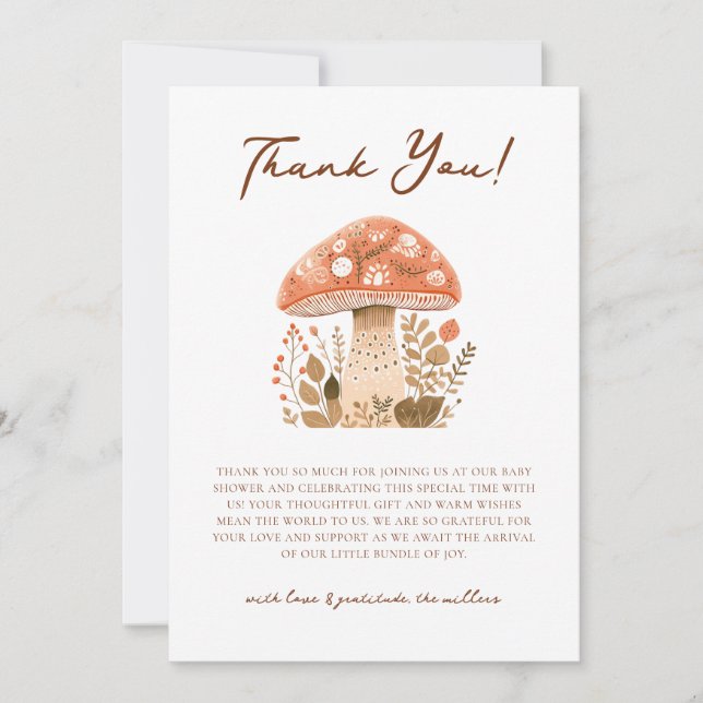 Carte De Remerciements A Little Fun-Guy Mushroom Baby Shower  (Devant)