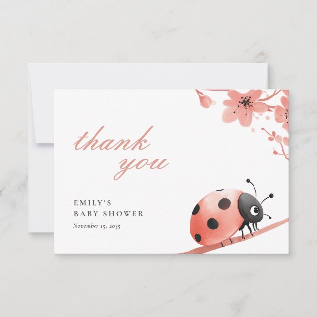 Carte De Remerciements A Little Love Bug Is On The Way Baby Shower (Devant)