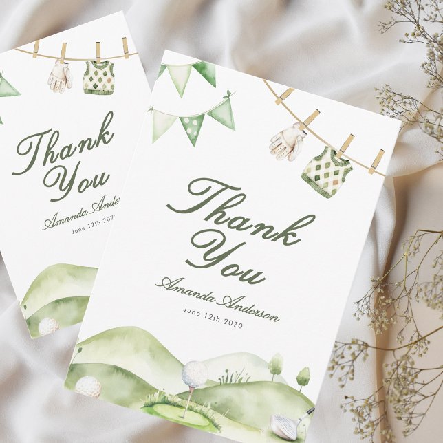 Carte De Remerciements A Little Putter Is On The Way Boy Baby Shower  (Créateur téléchargé)