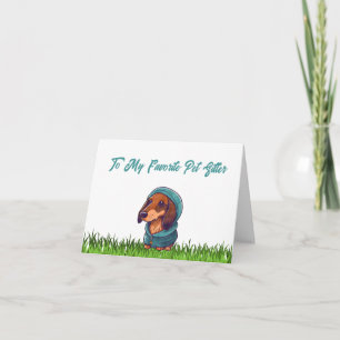 Carte De Remerciements À Ma Gardienne de Chien Préférée Dachshund