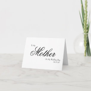 Carte De Remerciements À ma mère le jour de mon mariage Écriture Élégante