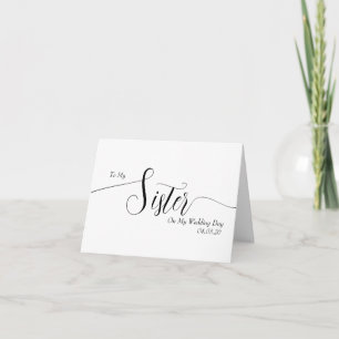 Carte De Remerciements À ma sœur le jour de mon mariage Écriture élégante