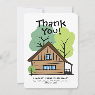 Carte de remerciements à main du client immobilier