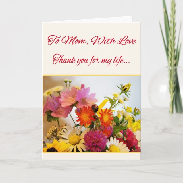 Carte De Remerciements À maman, avec amour (Devant)