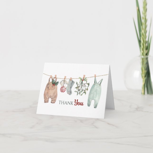 Carte De Remerciements A Merry Little Christmas Clothes Thank You (Devant)