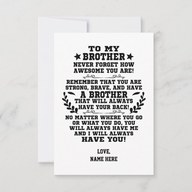 Carte De Remerciements À Mon Frère cadeau De Frère avec Nom personnalisé (Devant)