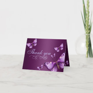 Carte de remerciements à papillon mauve