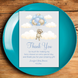 Carte De Remerciements à peine attendre, garçon baby shower mignon ours b