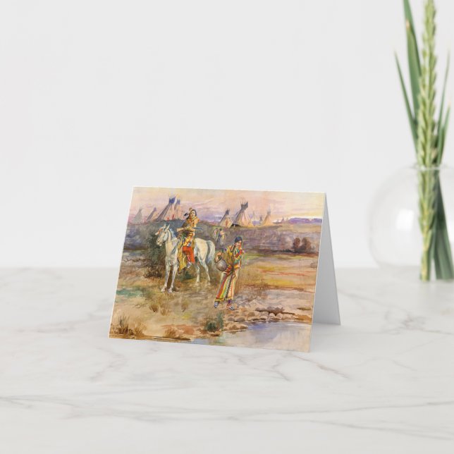 Carte De Remerciements A Piegan Flirtation by Charles Marion Russell (Devant)