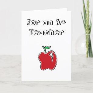 Carte De Remerciements A+ Professeur Red Apple Cool School Cartographie