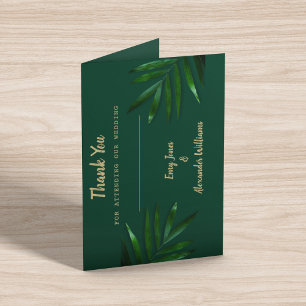 Carte de remerciements à thème vert d'or
