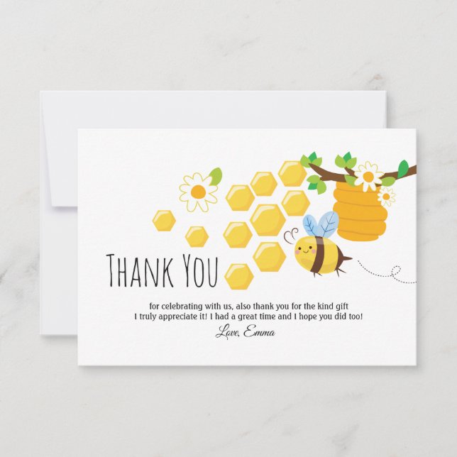 Carte De Remerciements abeille, abeille miel, peigne miel, Bumble abeille (Devant)
