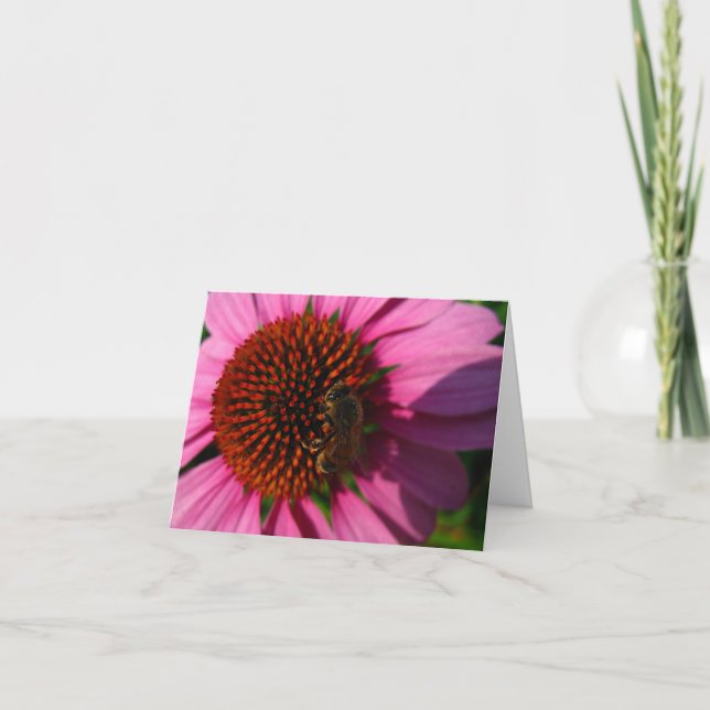 Carte De Remerciements Abeille sur la fleur pourpre (Devant)