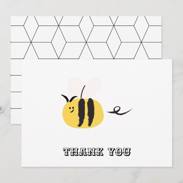 Carte De Remerciements Abeille volante, mignon doodle (Devant / Derrière)