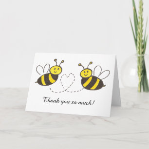 Carte De Remerciements Abeilles avec des notes de remerciement cœur