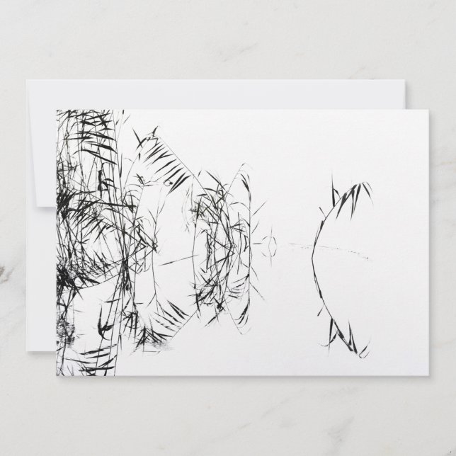 Carte De Remerciements Abstract Black and White Reeds Water Reflections (Devant)