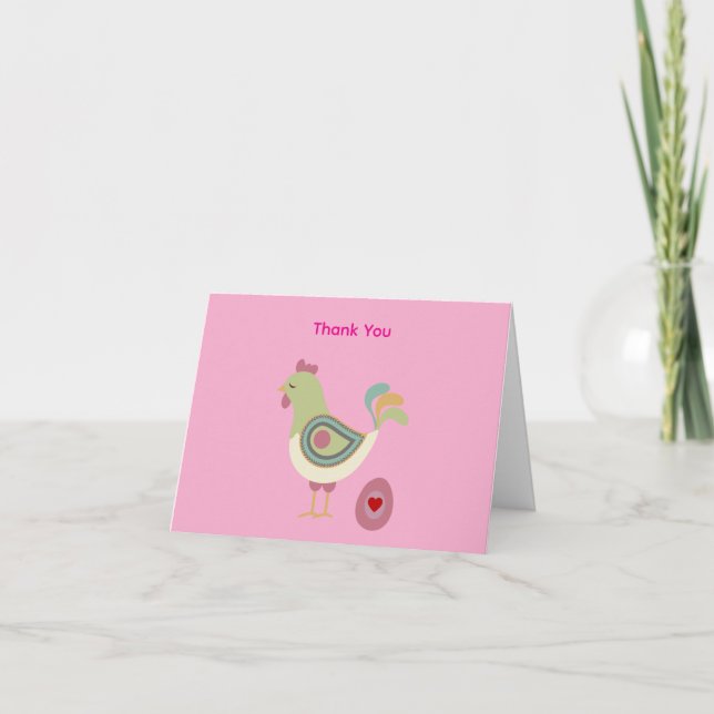 Carte De Remerciements Abstract Chicken & Egg Thank You Card – Pink (Devant)